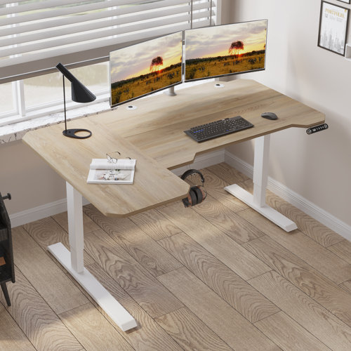 Inbox Zero Daycia Height Adjustable LShape Standing Desk & Reviews